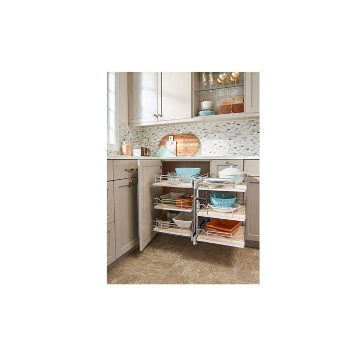 Blind Corner Pullout With Maple Shelves
